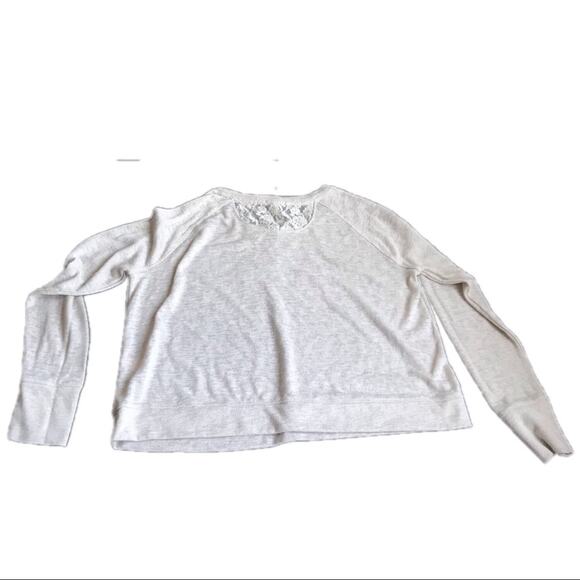 Victoria’s Secret Lace Cropped Sweatshirt Size M Crewneck Pullover Loungewear - Picture 2 of 8